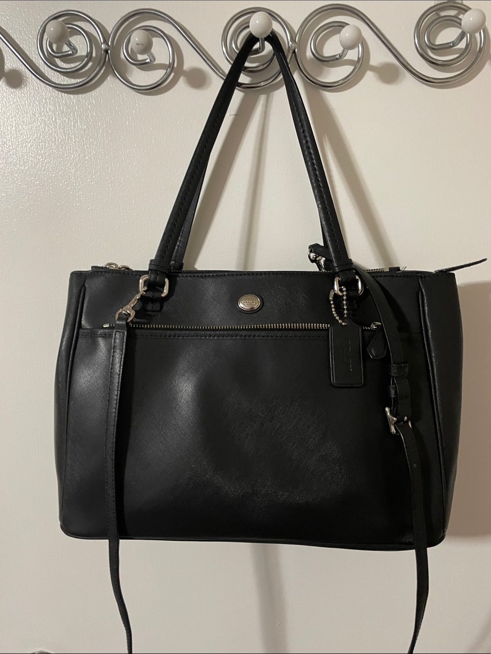 Coach Peyton Leather Jordan Double Zip Carryall